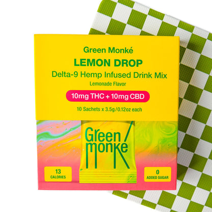 Green Monké Lemon Drop THC drink mix box.