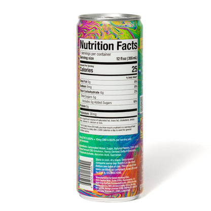 Back of the Green Monké Orange Cream THC soda can with ingredients and nutrition facts